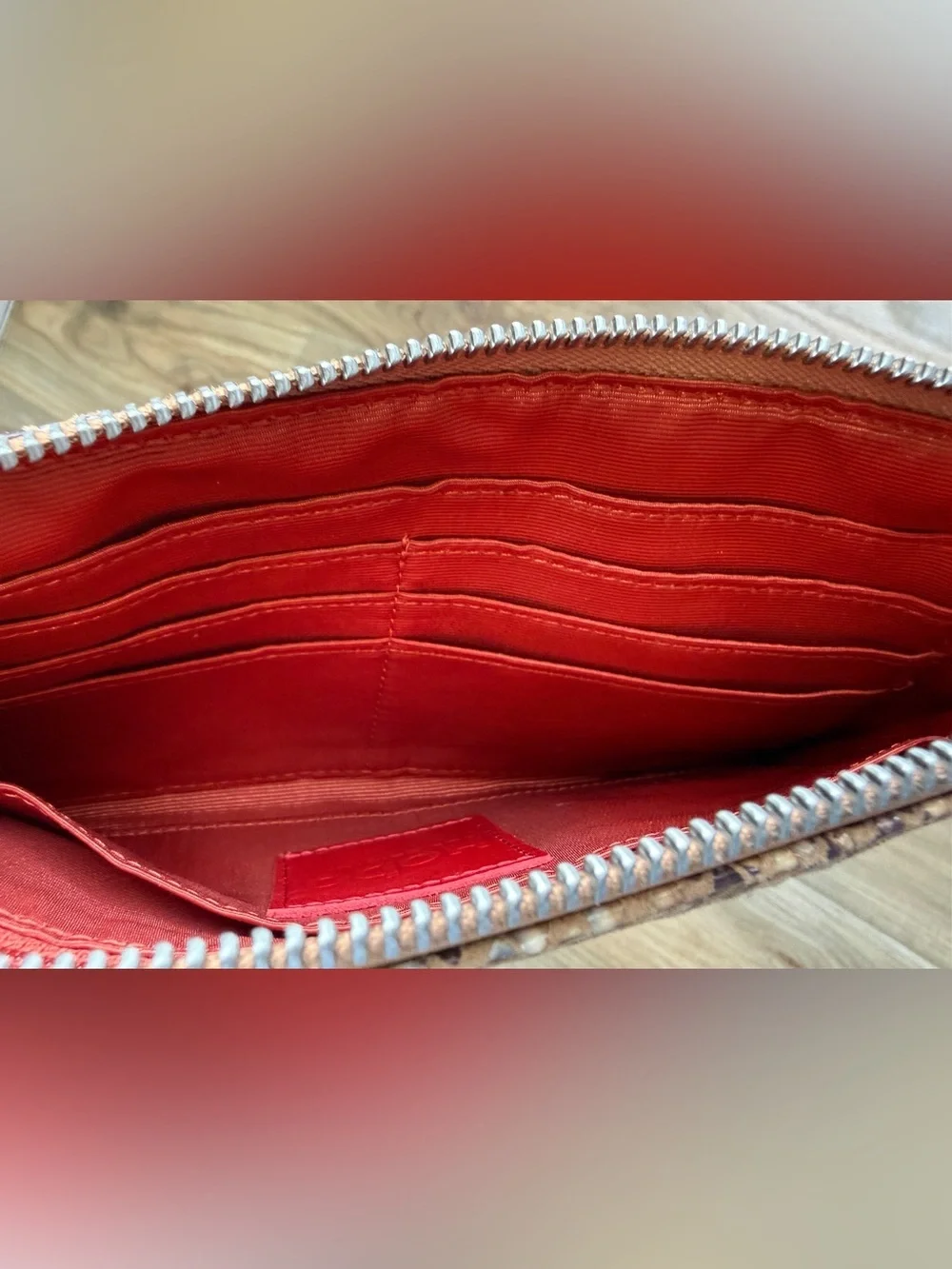 Hobo International Snake Embossed Leather Wristlet Clutch Wallet